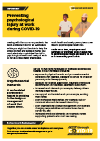Preventing psychological injury at work during COVID-19 ...