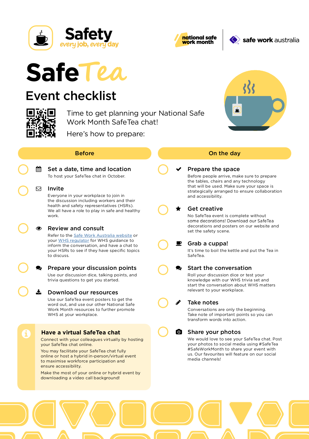 NSWM 2025 SafeTea event checklist
