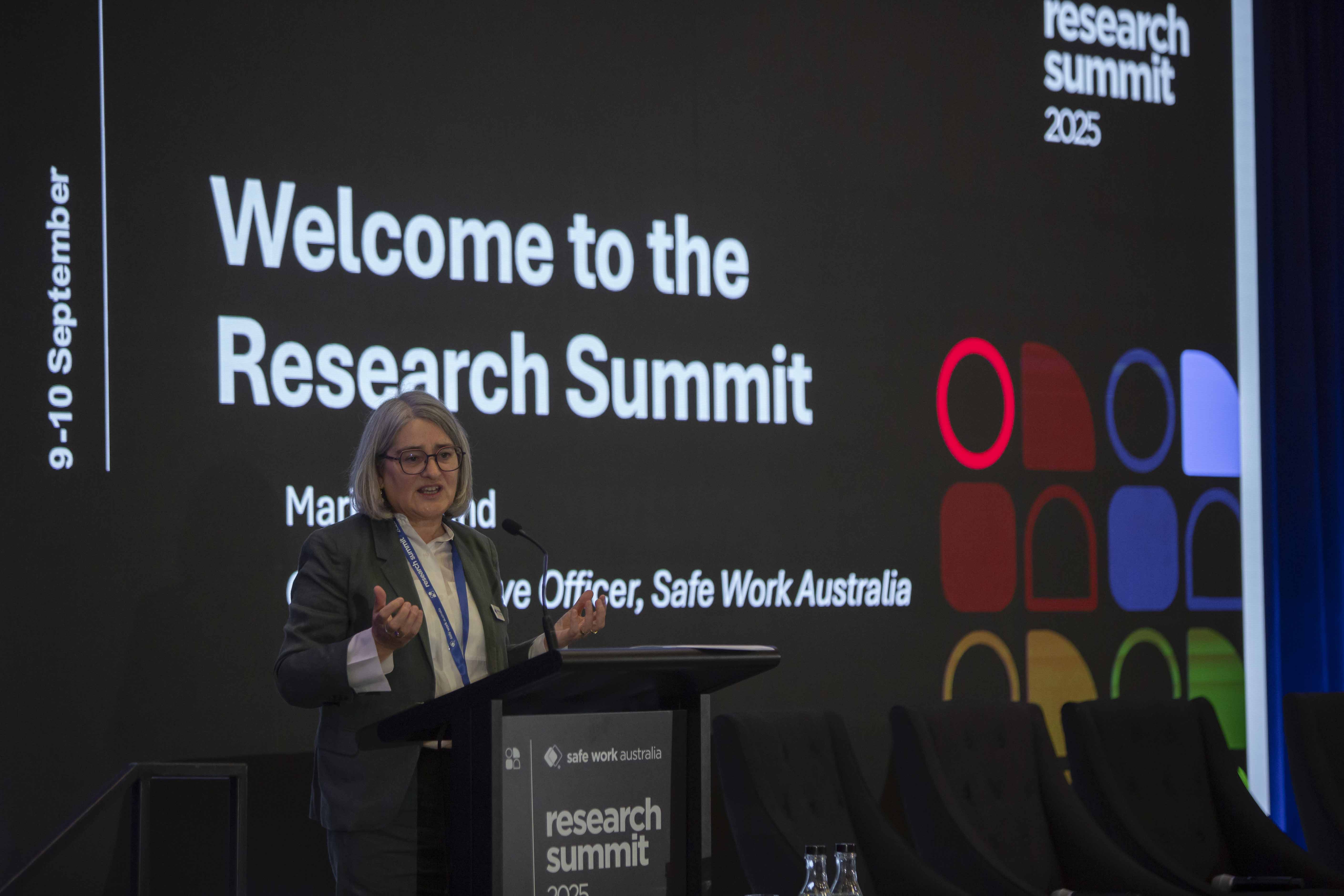 Safe Work Australia CEO Marie Boland speaking at the Agency’s Research Summit in September.