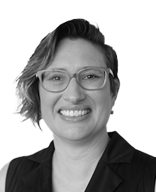 Ellen Lukins headshot in black and white
