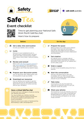 NSWM 2025 SafeTea event checklist