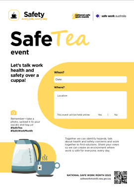 NSWM 2025 SafeTea event poster