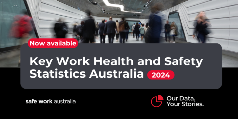 image of blurred people walking with heading of the report: Key Work Health and Safety Statistics Australia