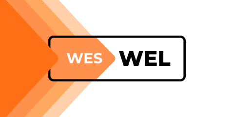 A decorative banner that displays the words 'WES' and WEL'.