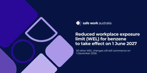 Reduced workplace exposure limit (WEL) for benzene to take effect on 1 June 2027. All other WEL changes will still commence on 1 December 2026.