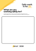 National Safe Work Month 2026 activity sheet titled “What are you working safely for?” with space to write or draw
