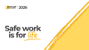 Digital design featuring the text National Safe Work Month 2026 and the campaign theme Safe work is for life