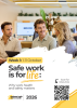Office setting with three people discussing work with the text “Week 1: Safe work is for life – Why work health and safety matters”.